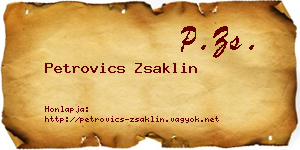 Petrovics Zsaklin névjegykártya